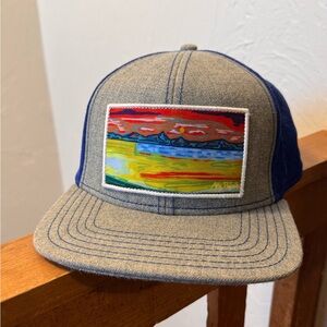 Gray and Blue Art Patch Hat